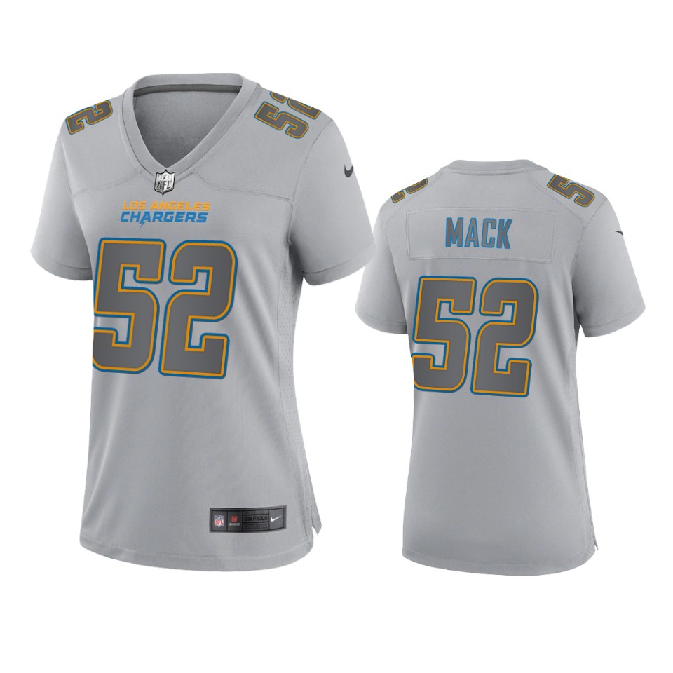  Women's Los Angeles Chargers #52 Khalil Mack Gray Atmosphere Fashion Game Jersey 