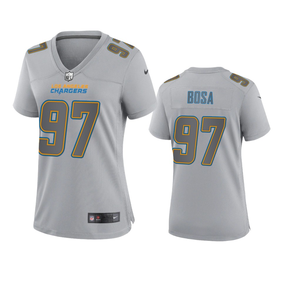  Women's Los Angeles Chargers #97 Joey Bosa Gray Atmosphere Fashion Game Jersey 