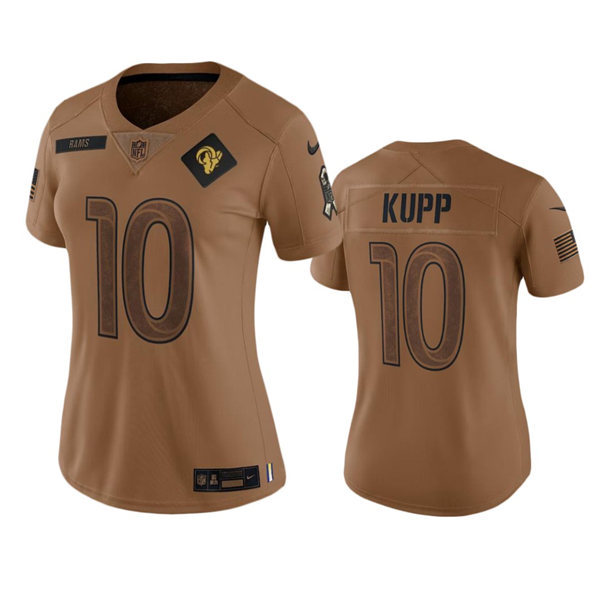  Women's Los Angeles Rams #10 Cooper Kupp Brown 2023 Salute To Service Limited Jersey 