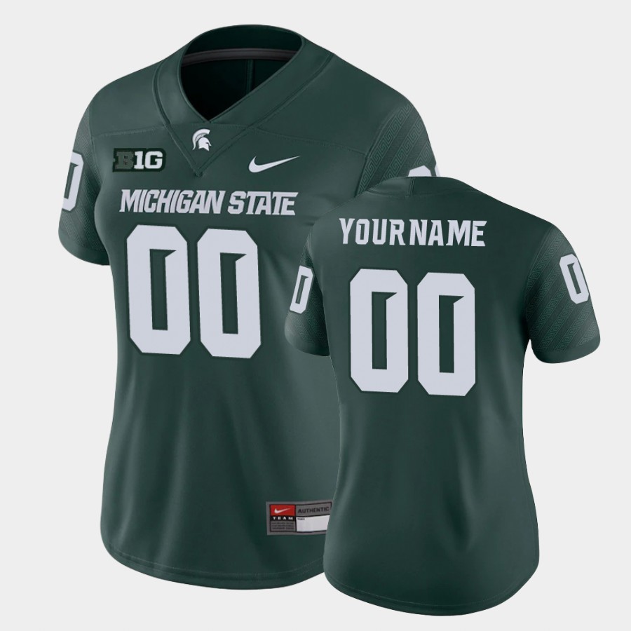  Women's Michigan State Spartans Custom Nike Green College Game Football Jersey 