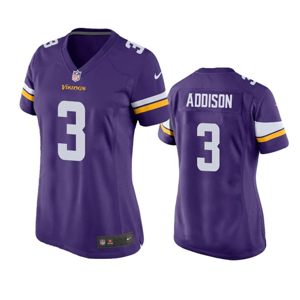  Women's Minnesota Vikings #3 Jordan Addison Nike Purple Limited Jersey 