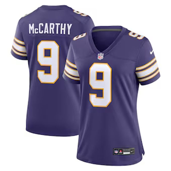  Women's Minnesota Vikings #9 J. J. McCarthy Purple Classic Limited Jersey 