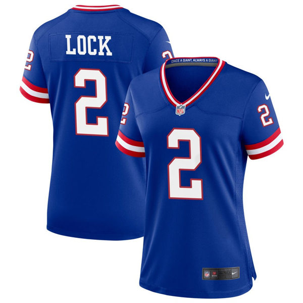 Women's New York Giants #2 Drew Lock Nike Royal Classic Limited Jersey 