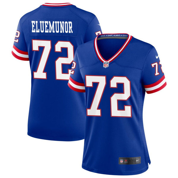  Women's New York Giants #72 Jermaine Eluemunor Nike Royal Classic Limited Jersey 