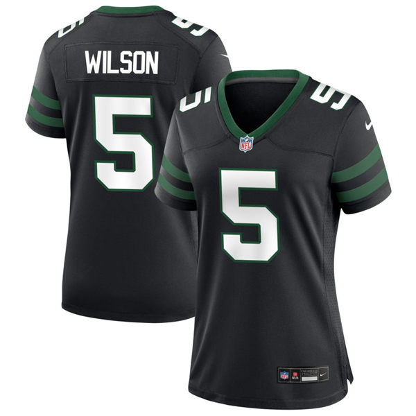  Women's New York Jets #5 Garrett Wilson Nike Black Alternate Legacy Game Jersey 
