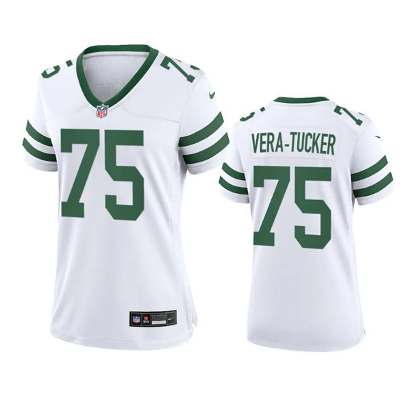  Women's New York Jets #75 Alijah Vera-Tucker White Legacy Limited Jersey 