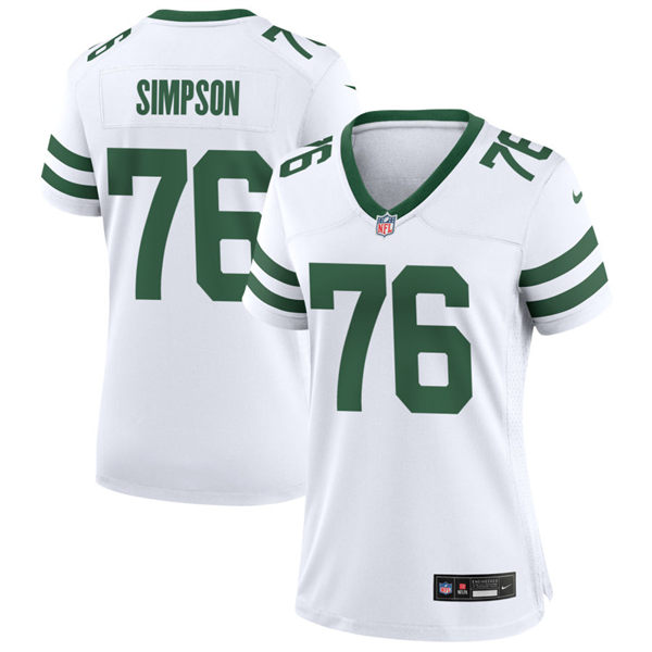  Women's New York Jets #76 John Simpson White Legacy Game Jersey 
