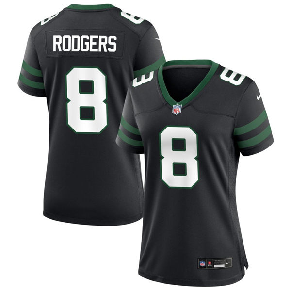  Women's New York Jets #8 Aaron Rodgers Nike Black Alternate Legacy Game Jersey 