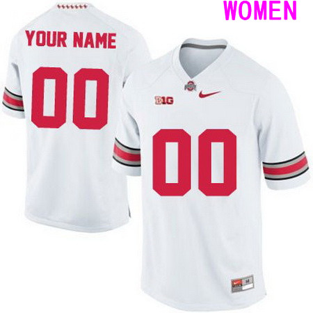  Women's Ohio State Buckeyes Custom College Football Nike White Limited Jersey 