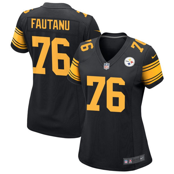  Women's Pittsburgh Steelers #76 Troy Fautanu Nike Black Gold Alternate 2 Limited Jersey 