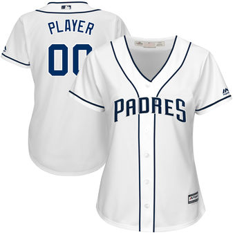  Women's San Diego Padres Majestic White 2017 Cool Base Custom Baseball Jersey 