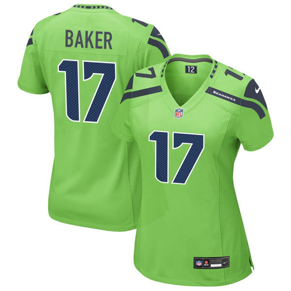 Women's Seattle Seahawks #17 Jerome Baker Nike Neon Green Color Rush Limited Jersey 