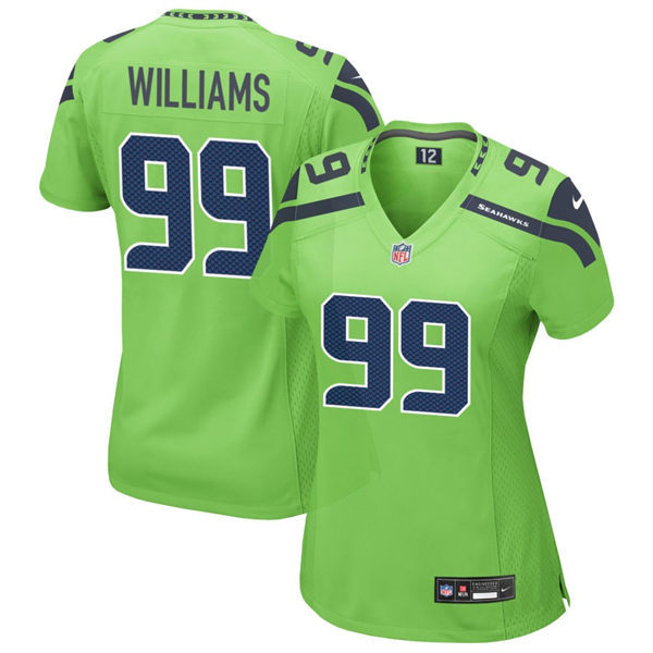  Women's Seattle Seahawks #99 Leonard Williams Nike Neon Green Color Rush Limited Jersey 