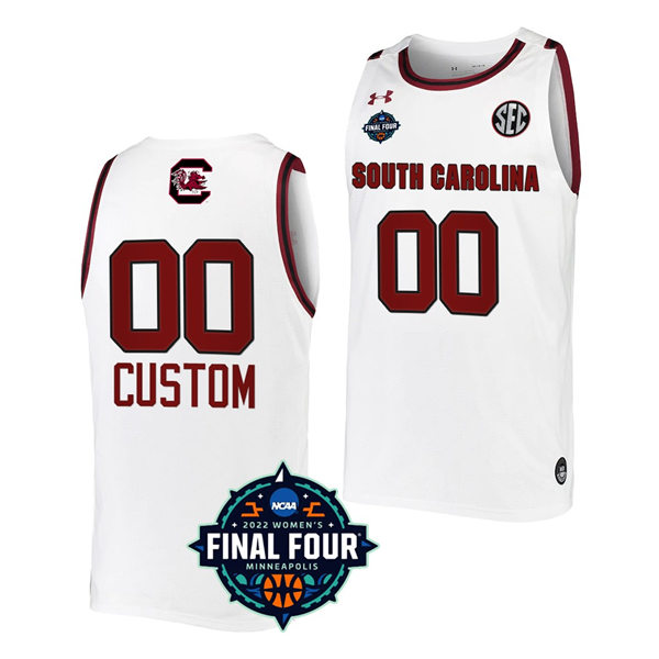  Women's South Carolina Gamecocks Custom White NCAA 2023 March Madness Final Four Basketball Jersey 
