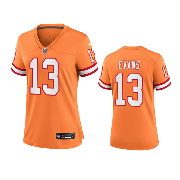  Women's Tampa Bay Buccaneers #13 Mike Evans Orange Throwback Game Jersey 