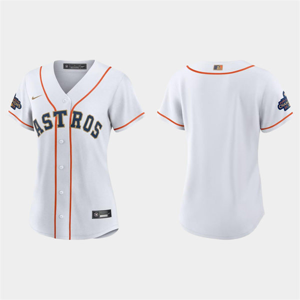  Women Houston Astros Blank White 2023 Gold Collection Replica Jersey 
