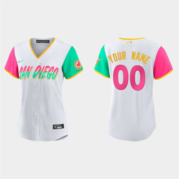  Women San Diego Padres Custom White 2022 City Connect Jersey 