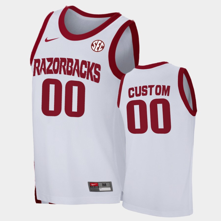  Womens Arkansas Razorbacks Custom Nike 2020-21 White College Basketball Game Jersey 