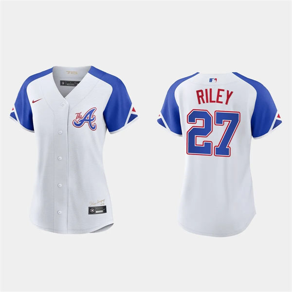  Womens Atlanta Braves #27 Austin Riley White 2023 City Connect Jersey 