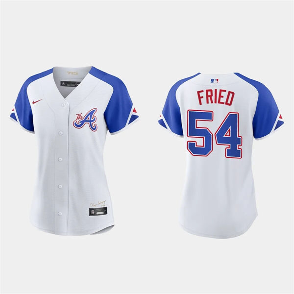  Womens Atlanta Braves #54 Max Fried White 2023 City Connect Jersey 