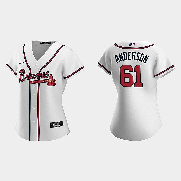  Womens Atlanta Braves #61 Nick Anderson Nike Home White CoolBase Jersey 