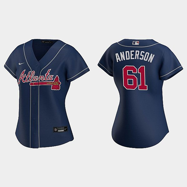  Womens Atlanta Braves #61 Nick Anderson Nike Navy Alternate Cool Base Jersey 