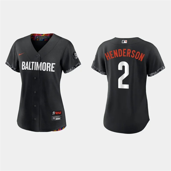 Womens Baltimore Orioles #2 Gunnar Henderson Black 2023 City Connect Jersey 