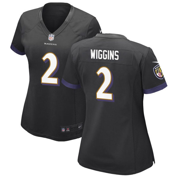  Womens Baltimore Ravens #2 Nate Wiggins Nike Black Alternate Limited Jersey 