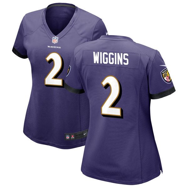  Womens Baltimore Ravens #2 Nate Wiggins Nike Purple Limited Jersey 