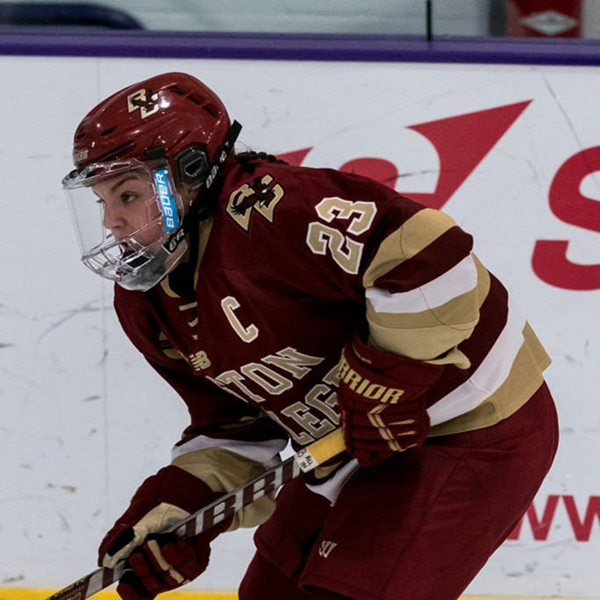  Womens Boston College Eagles Custom New Balance 2022-23 Maroon Hockey Game Jersey 