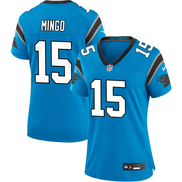  Womens Carolina Panthers #15 Jonathan Mingo Nike Blue Limited Jersey 