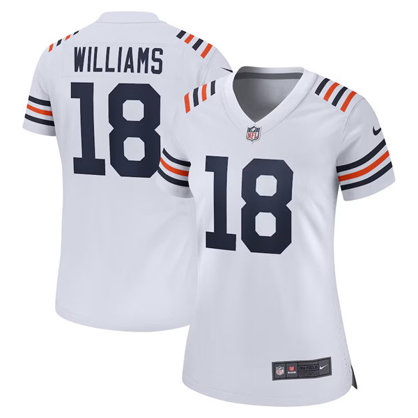  Womens Chicago Bears #18 Caleb Williams Nike White Alternate Classic Jersey 