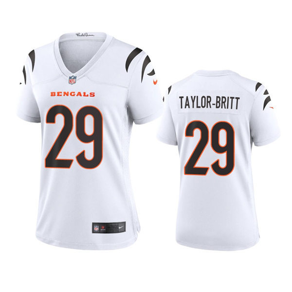  Womens Cincinnati Bengals #29 Cam Taylor-Britt Nike White Limited Jersey 