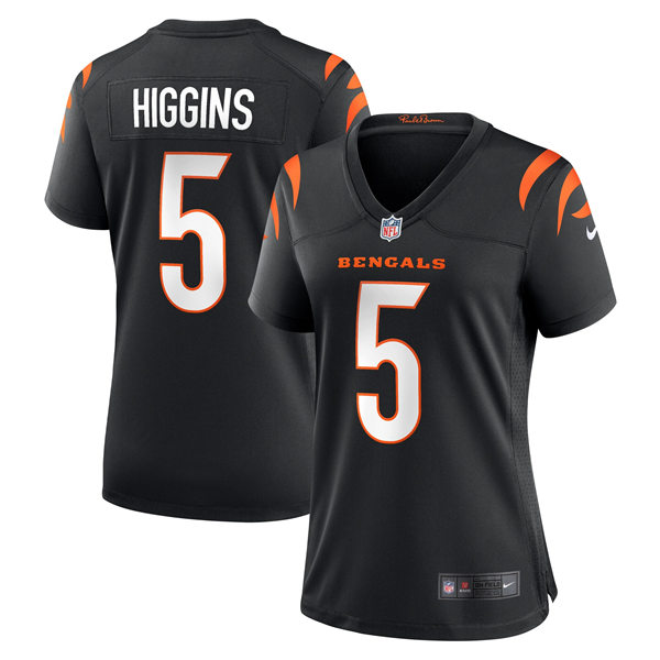  Womens Cincinnati Bengals #5 Tee Higgins Black Team Color Limited Jersey 