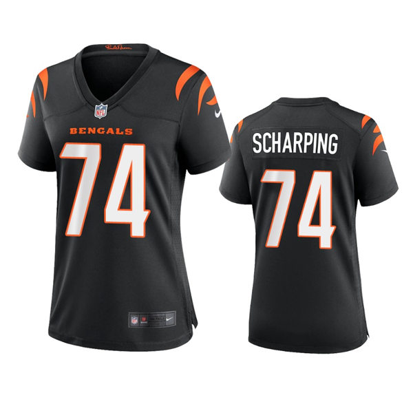  Womens Cincinnati Bengals #74 Max Scharping Black Team Color Limited Jersey 