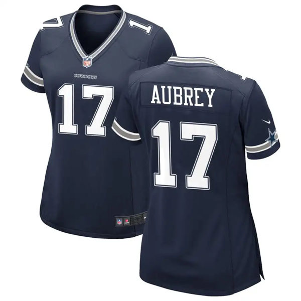  Womens Dallas Cowboys #17 Brandon Aubrey Navy Team Color Limited Jersey 