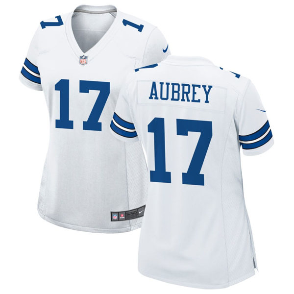  Womens Dallas Cowboys #17 Brandon Aubrey White Limited Jersey 