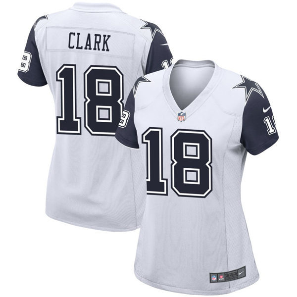  Womens Dallas Cowboys #18 Damone Clark  White Color Rush Legend Player Jersey 