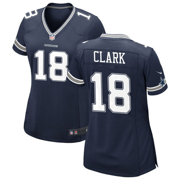  Womens Dallas Cowboys #18 Damone Clark Navy Team Color Limited Jersey 