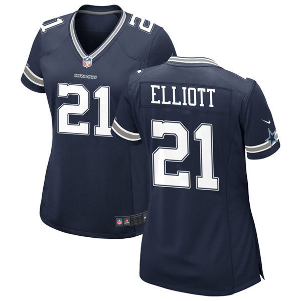  Womens Dallas Cowboys #21 Ezekiel Elliott Navy Team Color Limited Jersey 