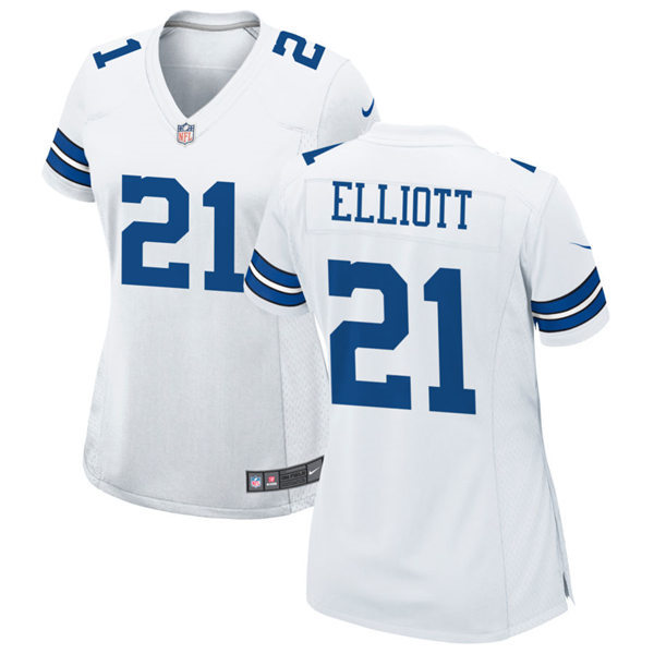  Womens Dallas Cowboys #21 Ezekiel Elliott White Limited Jersey 