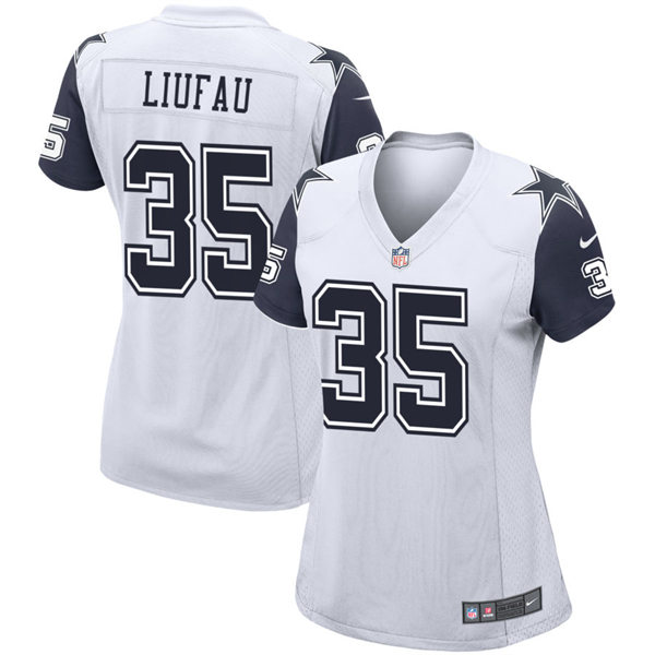  Womens Dallas Cowboys #35 Marist Liufau White Color Rush Legend Player Jersey 