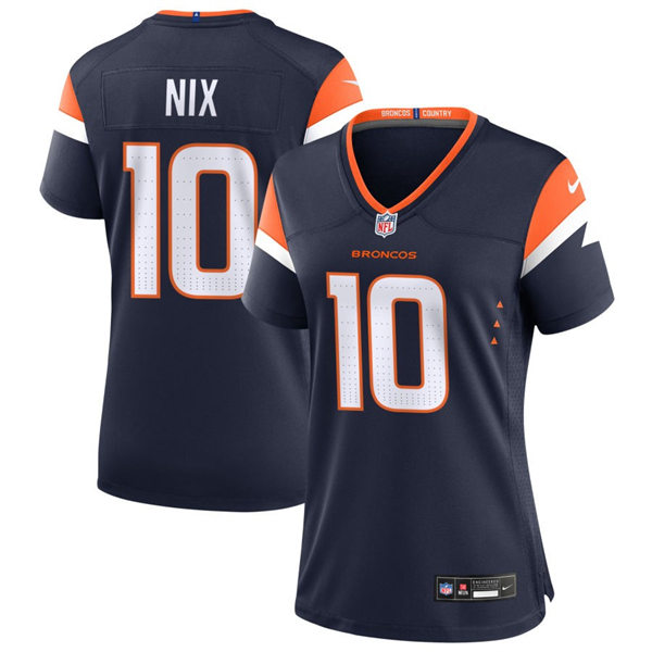  Womens Denver Broncos #10 Bo Nix Nike Navy Alternate Limited Jersey 