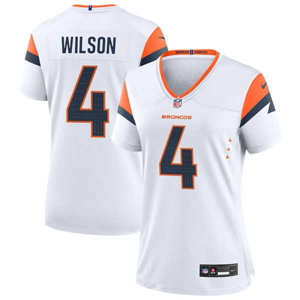  Womens Denver Broncos #4 Zach Wilson Nike White Limited Jersey 