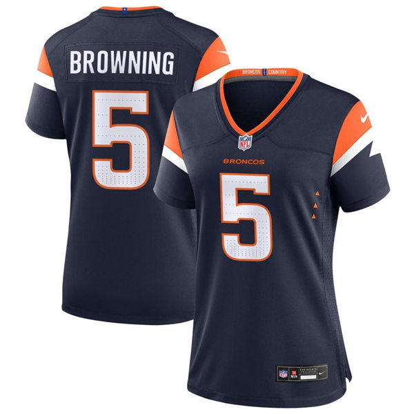  Womens Denver Broncos #5 Baron Browning Nike Navy Alternate Limited Jersey 