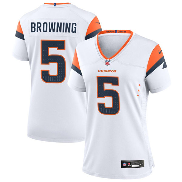  Womens Denver Broncos #5 Baron Browning Nike White Limited Jersey 