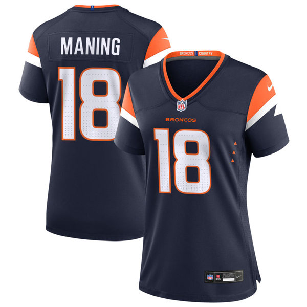  Womens Denver Broncos Retired Player #18 Peyton Manning Nike Navy Alternate Limited Jersey 