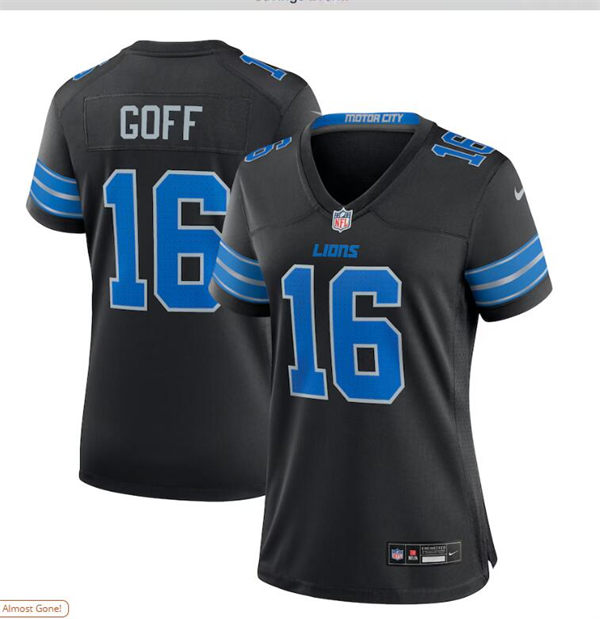  Womens Detroit Lions #16 Jared Goff 2024 Black 2nd Alternate Limited Jersey 