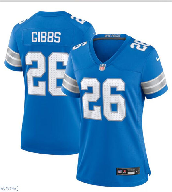  Womens Detroit Lions #26 Jahmyr Gibbs 2024 Blue Limited Jersey 