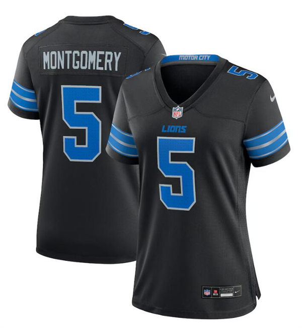  Womens Detroit Lions #5 David Montgomery 2024 Black 2nd Alternate Limited Jersey 